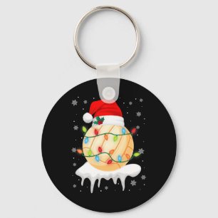 Cute Christmas Volleyball Santa Hat Xmas Light Boy Key Ring