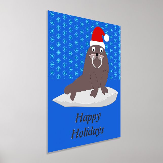 Cute Christmas Walrus and Snowflakes Custom Foil Prints (Laydown)