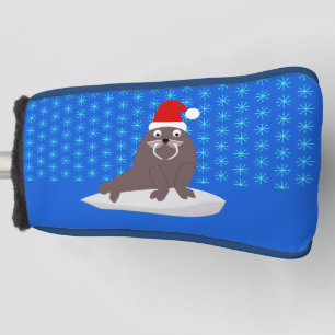 Cute Christmas Walrus and Snowflakes Golf Head Cover