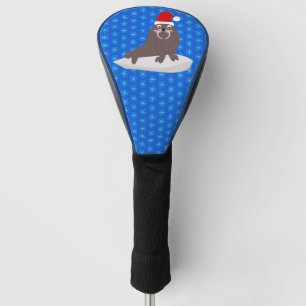 Cute Christmas Walrus and Snowflakes Golf Head Cover