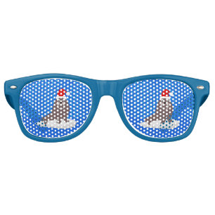 Cute Christmas Walrus and Snowflakes Retro Sunglasses