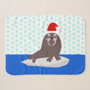 Cute Christmas Walrus and Snowflakes Sherpa Blanket
