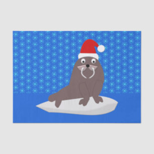 Cute Christmas Walrus and Snowflakes Tissue Paper