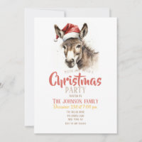 Cute Christmas Watercolor Donkey