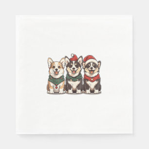 Cute Christmas Welsh Corgi Dogs Santa Puppy Holida Napkin