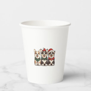 Cute Christmas Welsh Corgi Dogs Santa Puppy Holida Paper Cups