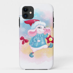 Cute Christmas White Mouse iPhone 11 Case