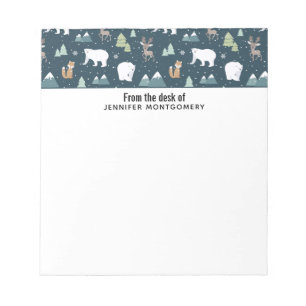 Cute Christmas Winter Animals Pattern Notepad