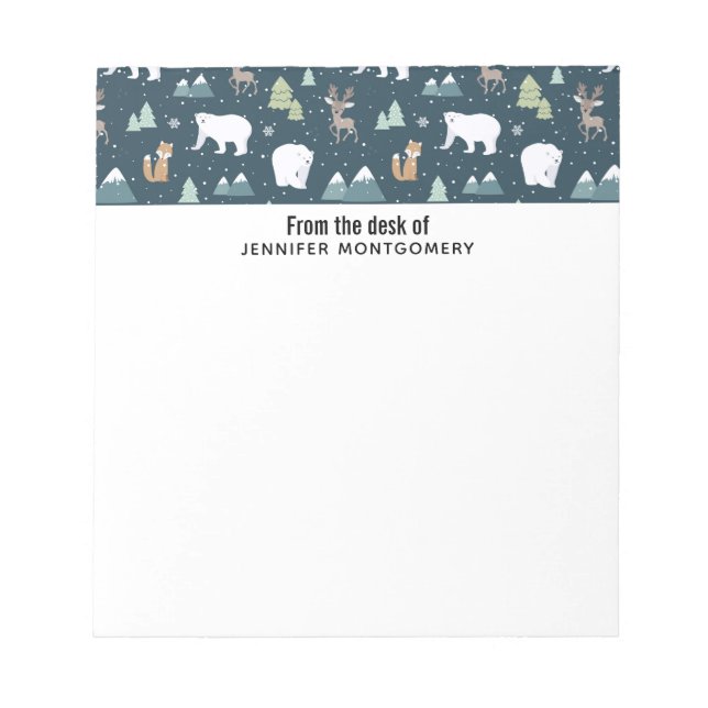 Cute Christmas Winter Animals Pattern Notepad (Front)