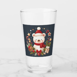 Cute Christmas/Winter bear in wreath Glass
