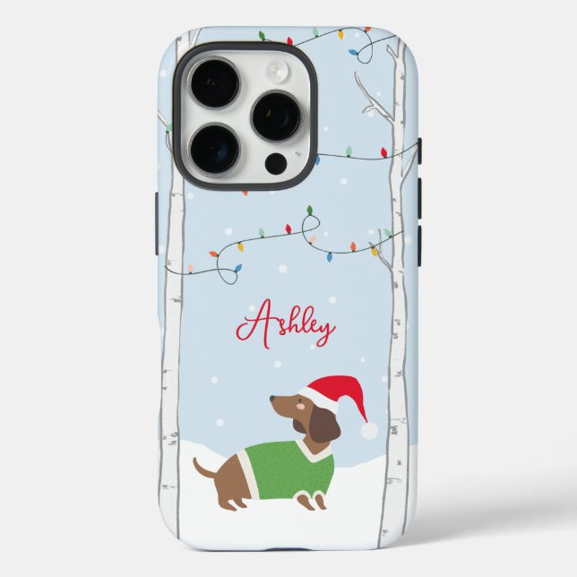 Cute Christmas Winter Holiday Dachshund Case-Mate iPhone Case (Back)