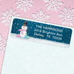 Cute Christmas Winter Snowman Address Return Address Label<br><div class="desc">Send your Christmas greetings with this loveable Christmas holiday address label. It features a snowman on a snowy night in pinks and blues. Personalise it to send mail to your family and friends.</div>