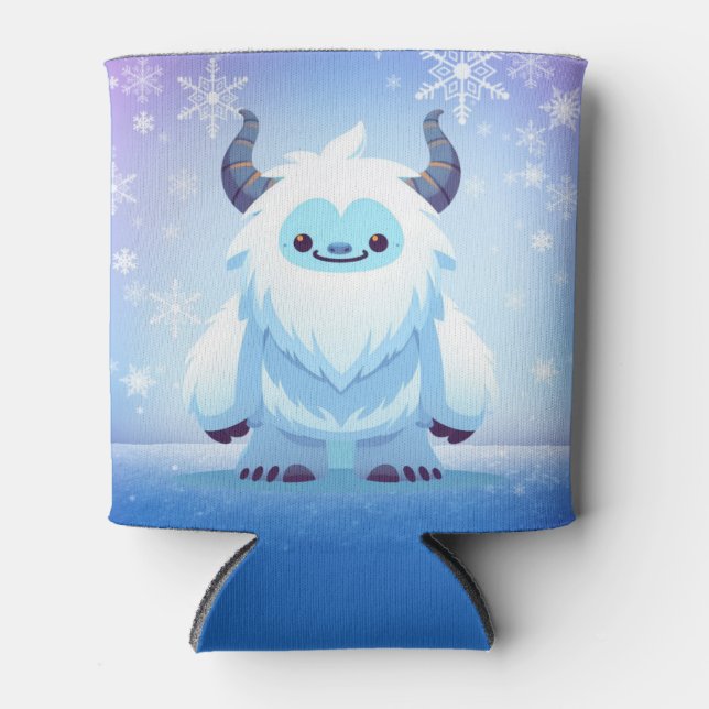 Cute Christmas/winter yeti Can Cooler (Front)