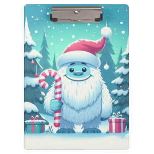 Cute Christmas/winter yeti Clipboard