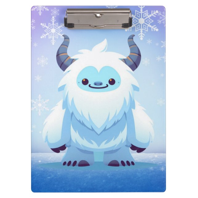 Cute Christmas/winter yeti Clipboard (Front)