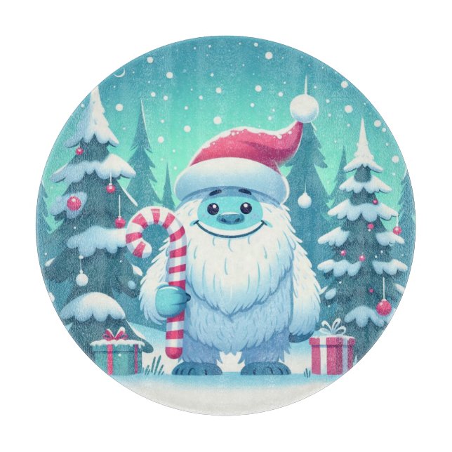 Cute Christmas/winter yeti Cutting Board (Front)