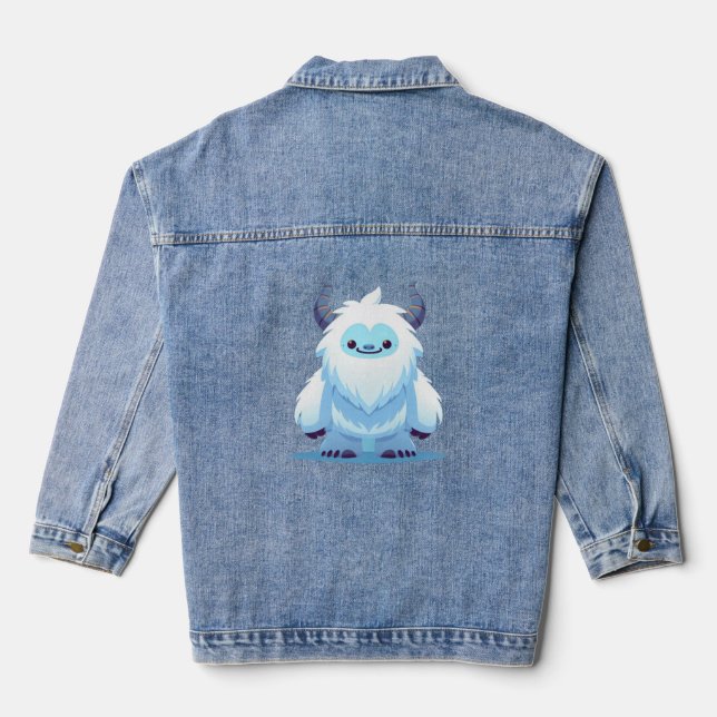Cute Christmas/winter yeti Denim Jacket (Back)