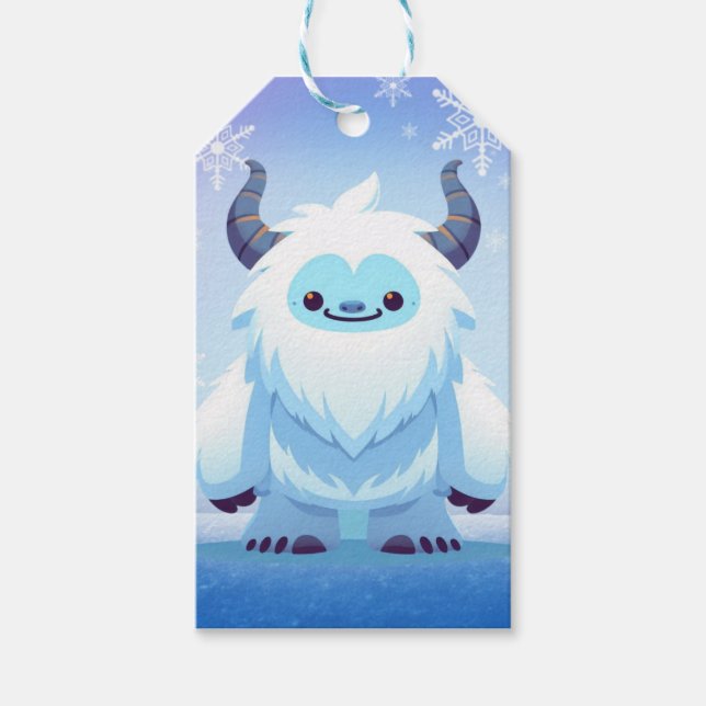 Cute Christmas/winter yeti Gift Tags (Front)