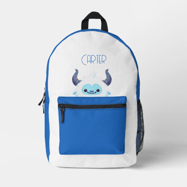Cute Christmas/winter yeti Printed Backpack (Front)