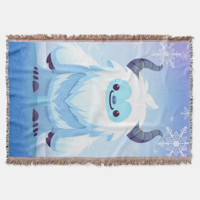 Cute Christmas/winter yeti Throw Blanket (Front)