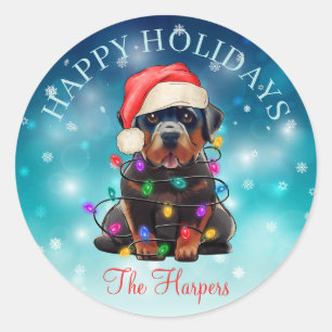 Cute Christmas Wish Happy Holidays Dog Pet Custom Classic Round Sticker