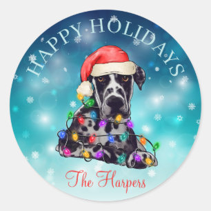 Cute Christmas Wish Happy Holidays Dog Pet Custom Classic Round Sticker