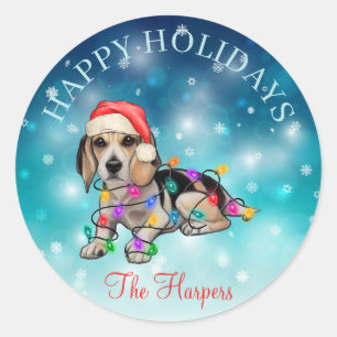 Cute Christmas Wish Happy Holidays Dog Pet Custom Classic Round Sticker