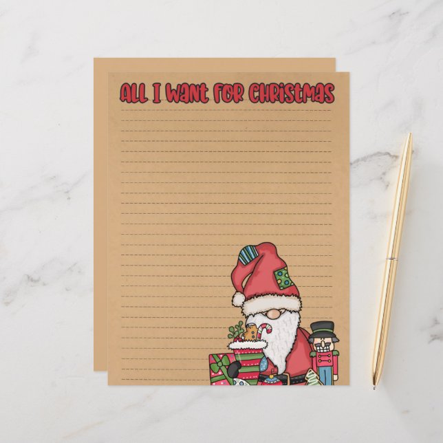 cute Christmas wish list Stationery paper (Front/Back In Situ)