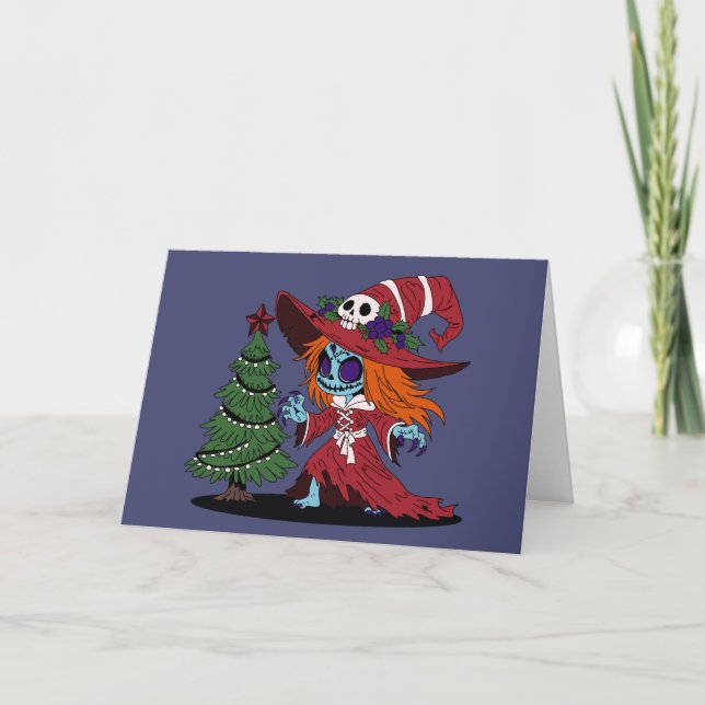 Cute Christmas Witch Card (Front)