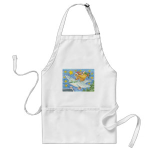 Cute Christmas with Rabbit as Santa Claus on Owl Standard Apron