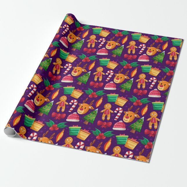 Cute Christmas Wrapping Paper (Unrolled)