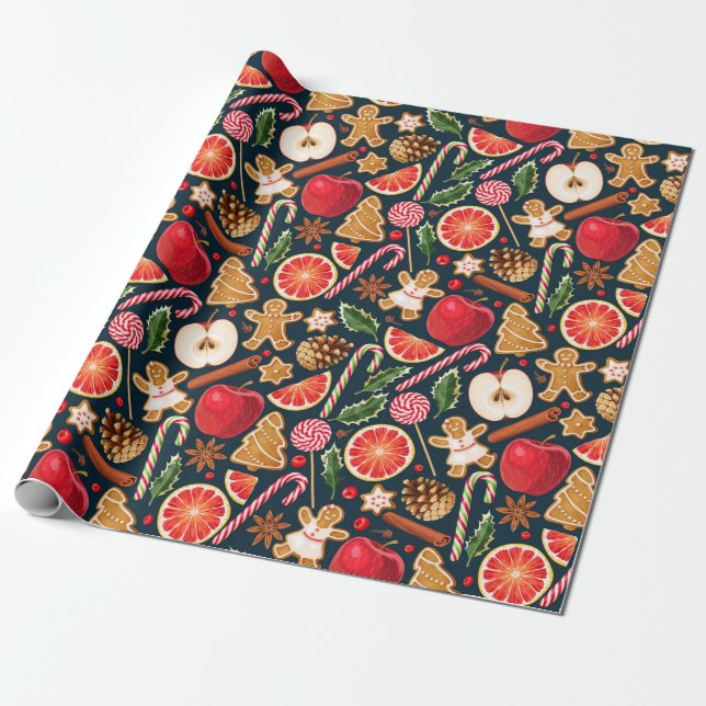 Cute Christmas Wrapping Paper (Unrolled)