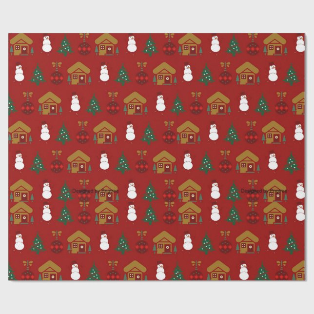 Cute Christmas Wrapping Paper | Holiday Gift Wrap (Flat)