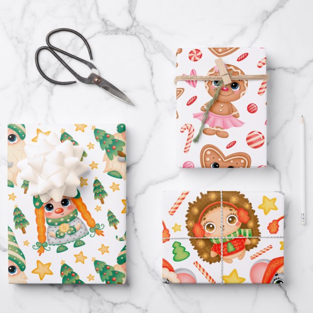 Cute Christmas  Wrapping Paper Sheet (Front)