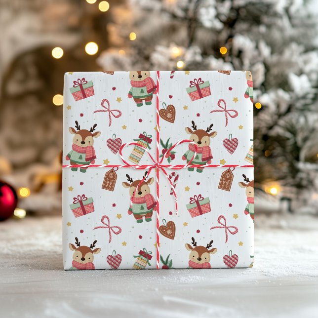 Cute Christmas Wrapping Paper With A Baby Deer  (Creator Uploaded)