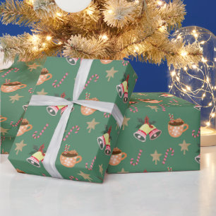 Cute Christmas Wrapping Paper with Hot Cocoa Joy