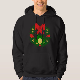 Cute Christmas Wreath Frog Hoodie