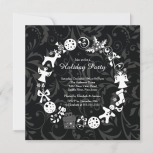 Cute Christmas Wreath Holiday Party Invitation