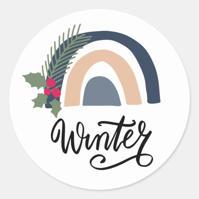 Cute Christmas Xmas Holiday Winter Pine Classic Round Sticker (Front)