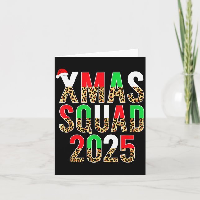 Cute Christmas Xmas Squad 2025 Leopard Print Famil Card (Front)