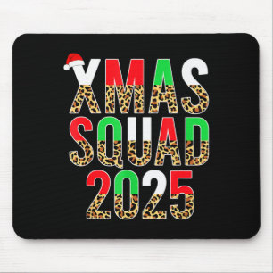 Cute Christmas Xmas Squad 2025 Leopard Print Famil Mouse Pad