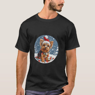 Cute Christmas Yorkshire Terrier Dog Santa Yorkie T-Shirt