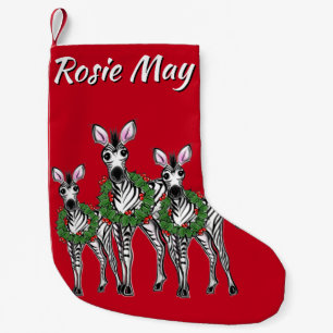 Cute Christmas Zebras personalize  Small Christmas Stocking