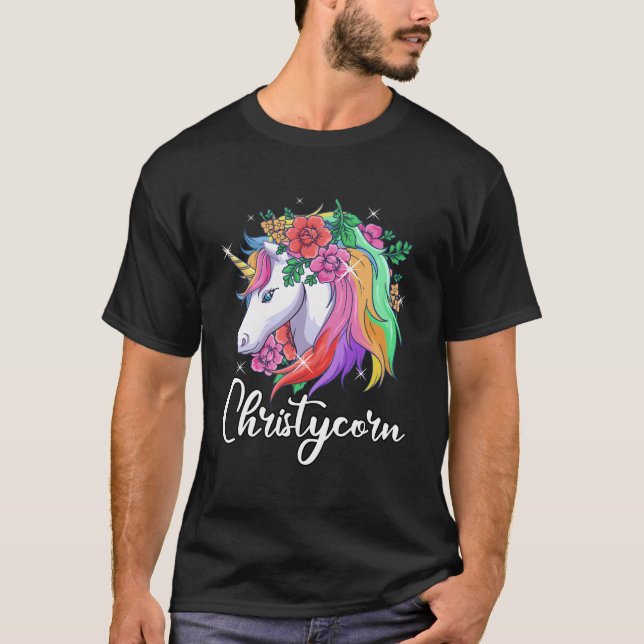 Cute Christycorn Personalised Name Unicorn Christy T-Shirt (Front)