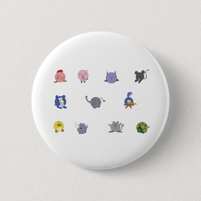 Cute Chubby Animals 6 Cm Round Badge (Front)