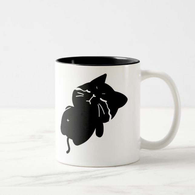Cute Chubby Black Cat Coffee Mug (Right)
