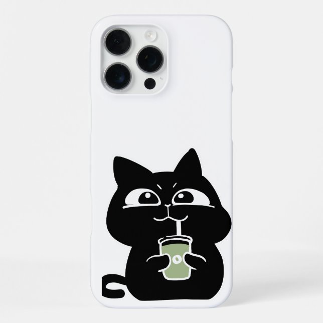 Cute Chubby Black Cat iPhone Case (Back)
