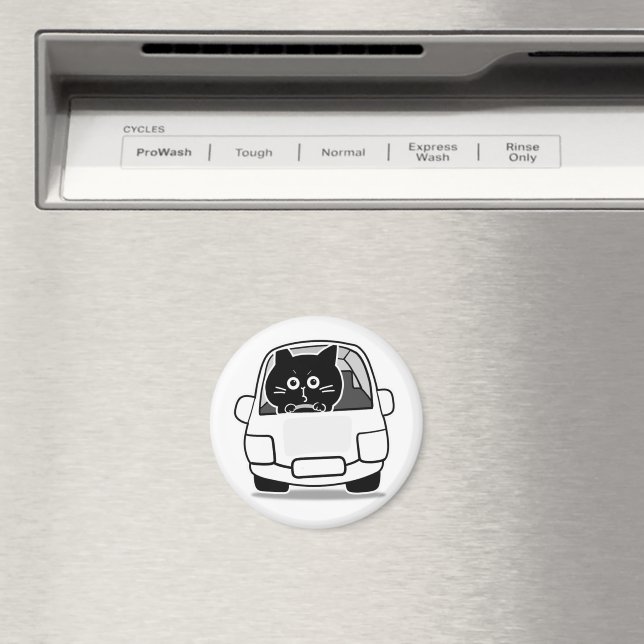Cute Chubby Black Cat Sticker Magnet (In Situ (Dishwasher))