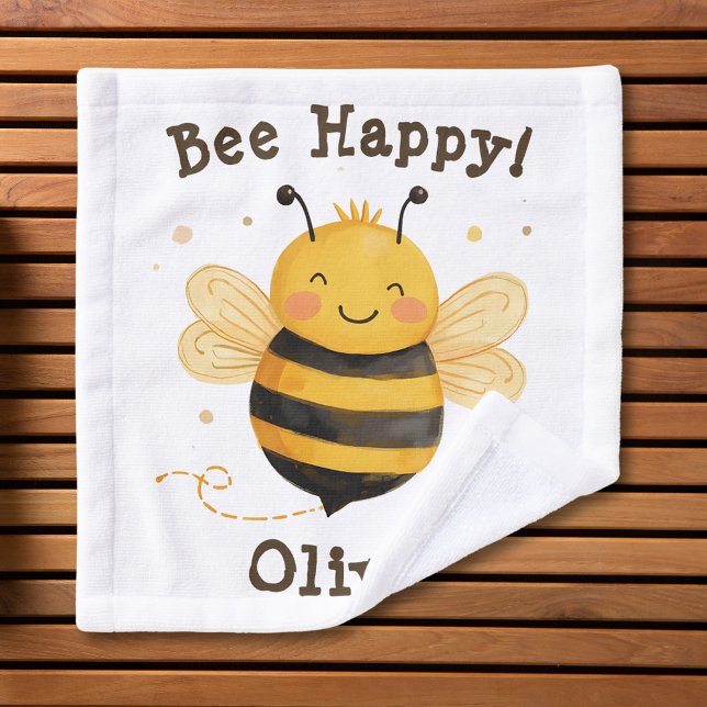 Cute Chubby Bumblebee "Bee Happy"  Wash Cloth (Creator Uploaded)