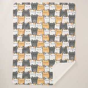 Cute Chubby Cat Doodle  Sherpa Blanket